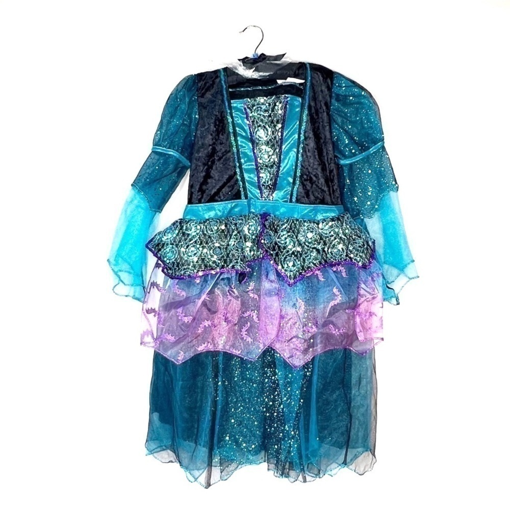 Witch Costume Big Kid’s Size Large (10-12) Dress & Hat Halloween Sequins New NWT